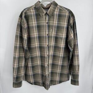 Carhartt Shirt Mens L Green Plaid Relaxed Button Front Cotton Workwear Casual